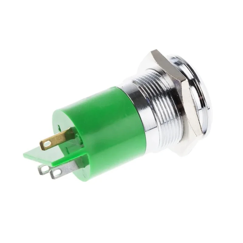RS PRO Green Panel Mount Indicator with Prominent Silver Bezel 48V DC, 65V DC, 10mA 212-238