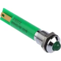 RS PRO Green Panel Mount Indicator 24V dc 17mA Solder Tab Termination IP67 Silver Bezel 212-272