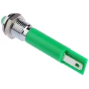 RS PRO Green Panel Mount Indicator 24V dc 17mA Solder Tab Termination IP67 Silver Bezel 212-272