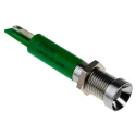 RS PRO Green LED Panel Mount Indicator 8 mm, Solder Tab Termination, IP67, 24V dc 212-288