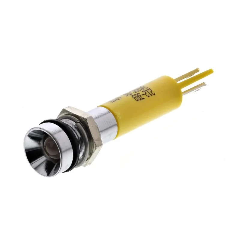 RS PRO Yellow Panel Mount Indicator 20mA Solder Tab Termination IP67 Recessed 212-389