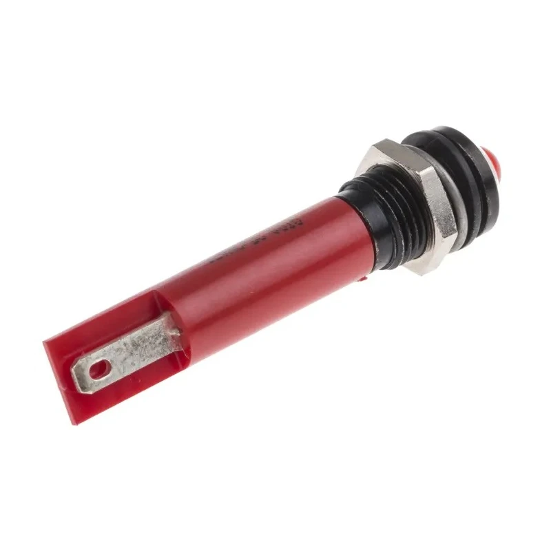 RS PRO Red Panel Mount Indicator 12V 17mA Solder Tab Termination IP67 Prominent Bezel 212-430