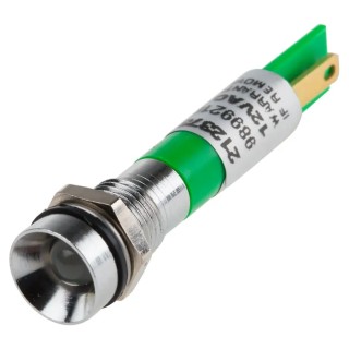 RS PRO Green Panel Mount Indicator 12V 20mA Solder Tab Termination IP67 Recessed 212-373