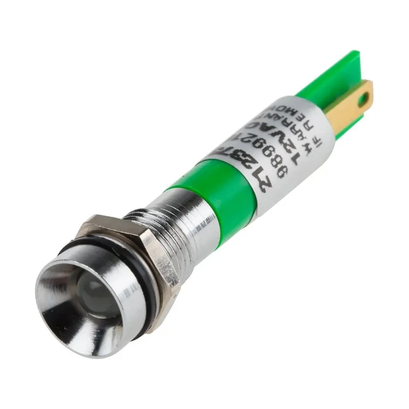 RS PRO Green Panel Mount Indicator 12V 20mA Solder Tab Termination IP67 Recessed 212-373