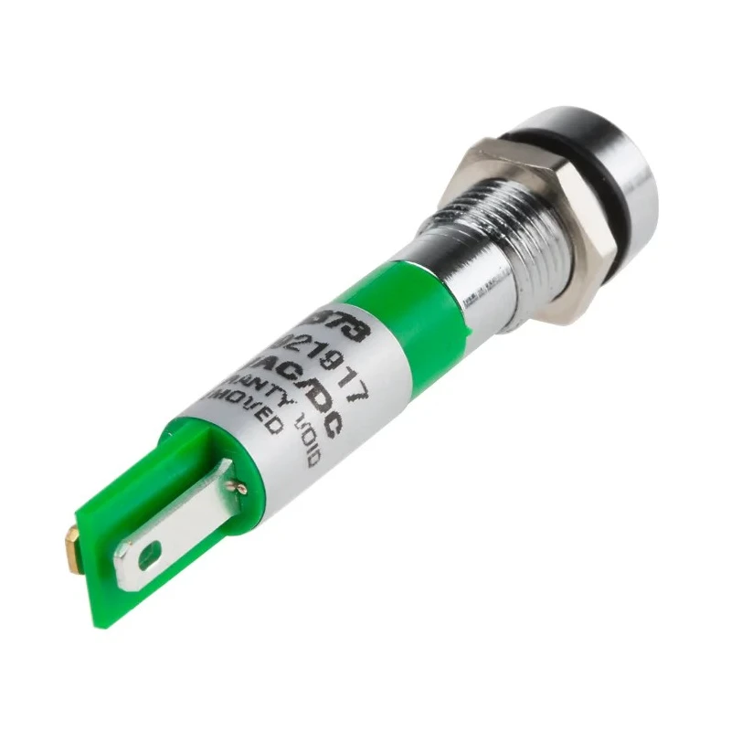 RS PRO Green Panel Mount Indicator 12V 20mA Solder Tab Termination IP67 Recessed 212-373