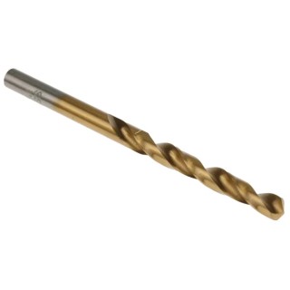RS PRO High-Speed Steel (HSS) Spiral Flute Jobber Drill Bit Set, 5.1 mm Diameter, 86 mm Overall Length, Tin Coated 213-196