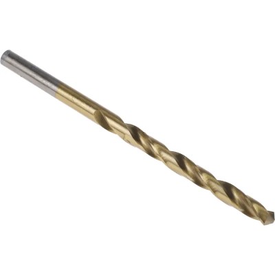 RS PRO HSS Jobber Drill Bit Tin Coated Cylindrical Shank 4.8mm Size 86mm Overall Length 118° Point Angle 10 Pieces 213-225