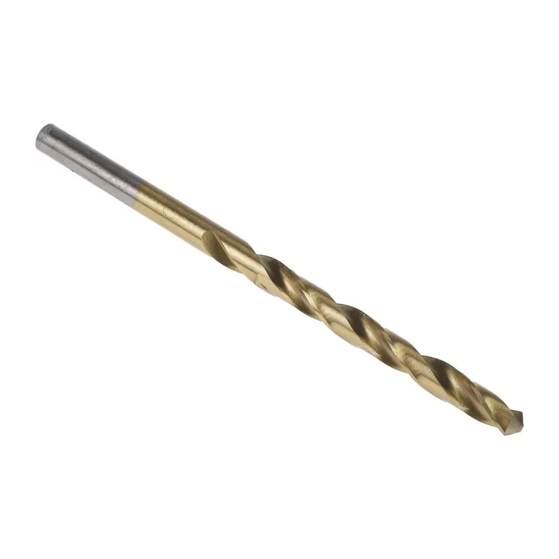 RS PRO HSS Jobber Drill Bit Tin Coated Cylindrical Shank 4.8mm Size 86mm Overall Length 118° Point Angle 10 Pieces 213-225