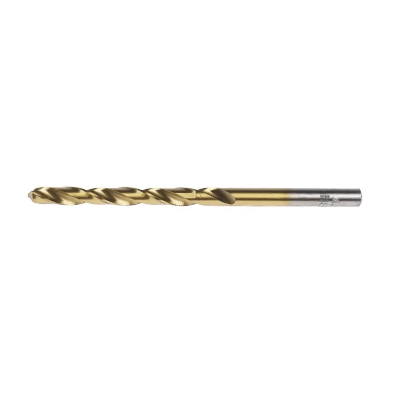 RS PRO HSS Jobber Drill Bit Tin Coated Cylindrical Shank 4.8mm Size 86mm Overall Length 118° Point Angle 10 Pieces 213-225