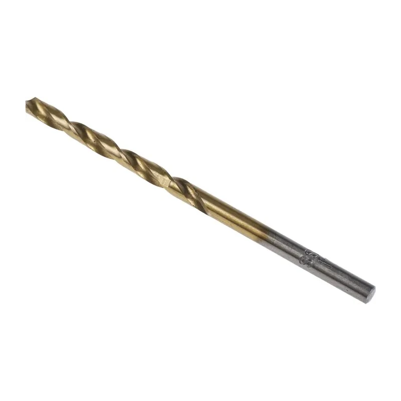 RS PRO HSS Jobber Drill Bit, 3.1 mm Diameter, Tin Coated Cylindrical Shank, 65 mm Overall Length, 118° Point Angle 213-382