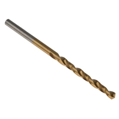 RS PRO High-Speed Steel (HSS) Titanium Nitride Coated Jobber Drill Bit 3.4mm Diameter 70mm Overall Length 10 Pieces 213-742