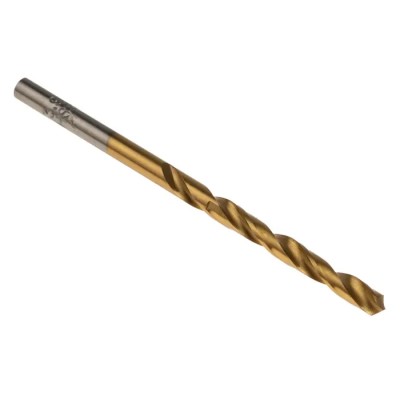 RS PRO High-Speed Steel (HSS) Tin Coated Jobber Drill Bit Set, 3.9 mm Shank Size, 75 mm Overall Length, 10 Pieces 213-837