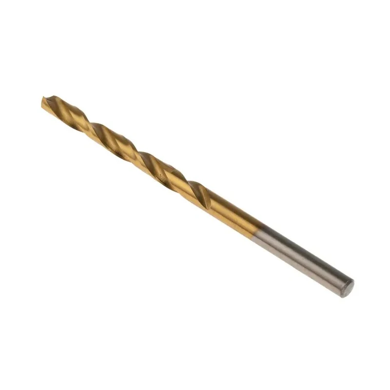 RS PRO High-Speed Steel (HSS) Tin Coated Jobber Drill Bit Set, 3.9 mm Shank Size, 75 mm Overall Length, 10 Pieces 213-837