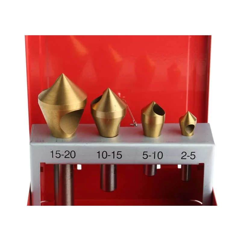 RS PRO HSS Countersink Drill Bit Set with 90° Angle, 4 Piece Set, Sizes 2-20 mm 215-467
