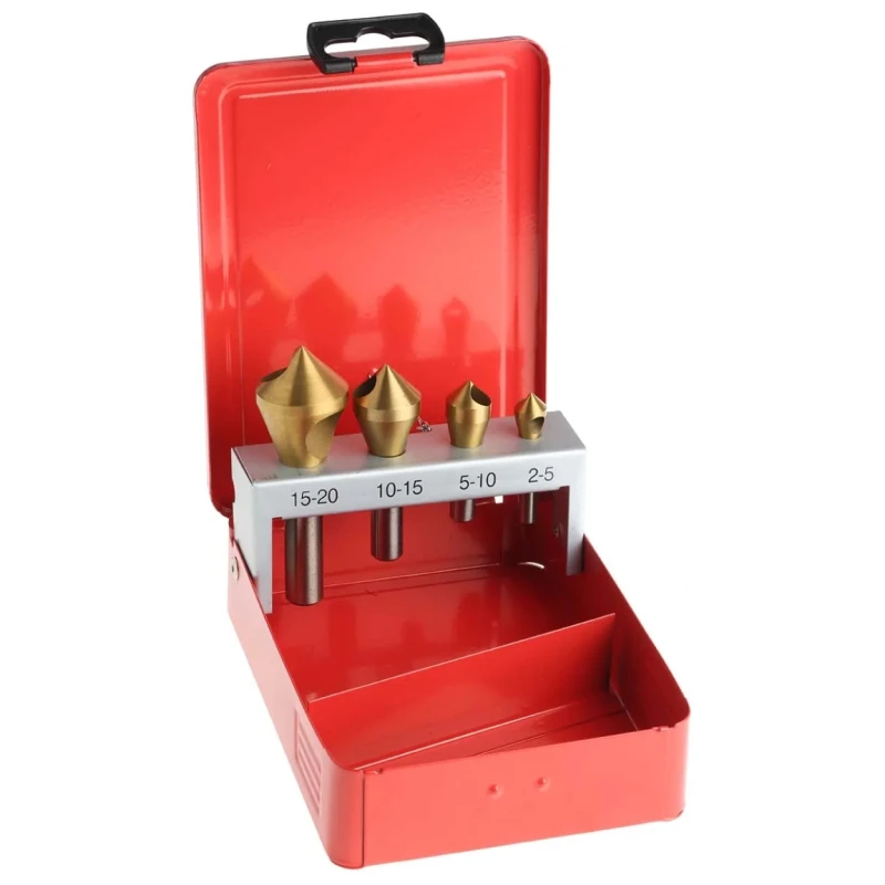 RS PRO HSS Countersink Drill Bit Set with 90° Angle, 4 Piece Set, Sizes 2-20 mm 215-467