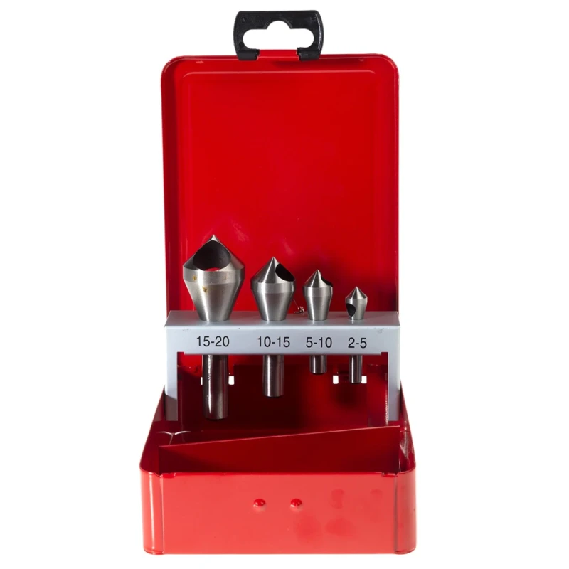 RS PRO HSS Countersink Drill Bit Set, 90° Angle, 4 Pieces, Head Diameters 2 mm to 20 mm 215-518