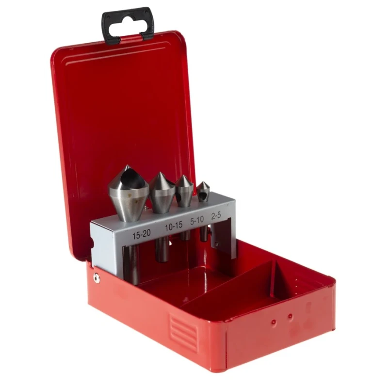 RS PRO HSS Countersink Drill Bit Set, 90° Angle, 4 Pieces, Head Diameters 2 mm to 20 mm 215-518