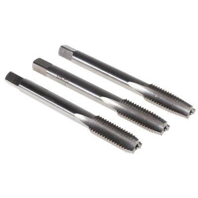 RS PRO Tap Set M8 Thread Metric Standard Hand Tap 3 Pieces HSS Straight Flute Right Hand 6.3mm Shank Diameter 72mm 215-568