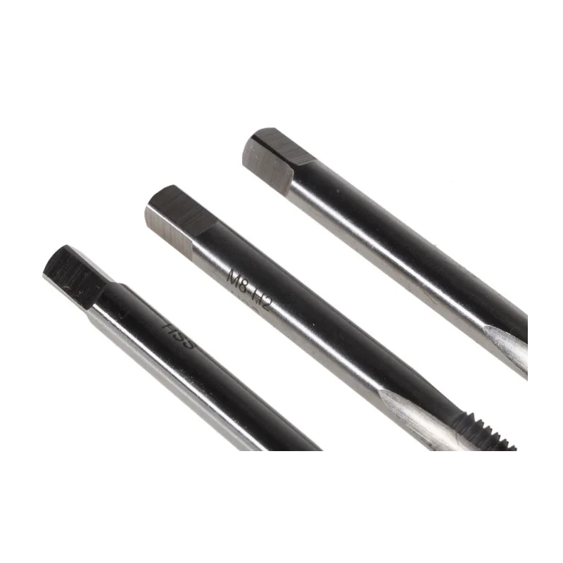 RS PRO Tap Set M8 Thread Metric Standard Hand Tap 3 Pieces HSS Straight Flute Right Hand 6.3mm Shank Diameter 72mm 215-568