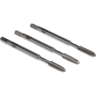RS PRO Metric Standard M3 Thread Hand Tap Set, Straight Flute, HSS, ISO Taps, 3 Pieces 215-552