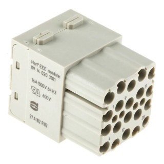 HARTING Heavy Duty Power Connector Module 16A 500V HAN Modular Series Female 20 Contacts 09140203101