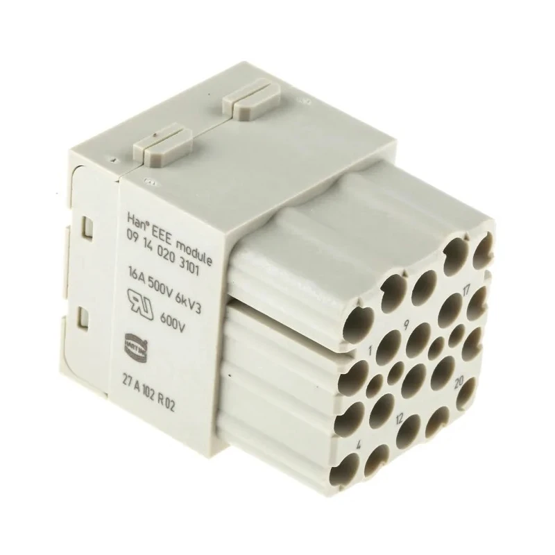 HARTING Heavy Duty Power Connector Module 16A 500V HAN Modular Series Female 20 Contacts 09140203101