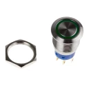 KNITTER-SWITCH Illuminated Vandal Proof Momentary Push Button Switch DPDT 19.2 mm Cutout Green LED MAV19A0F20E-624-JR
