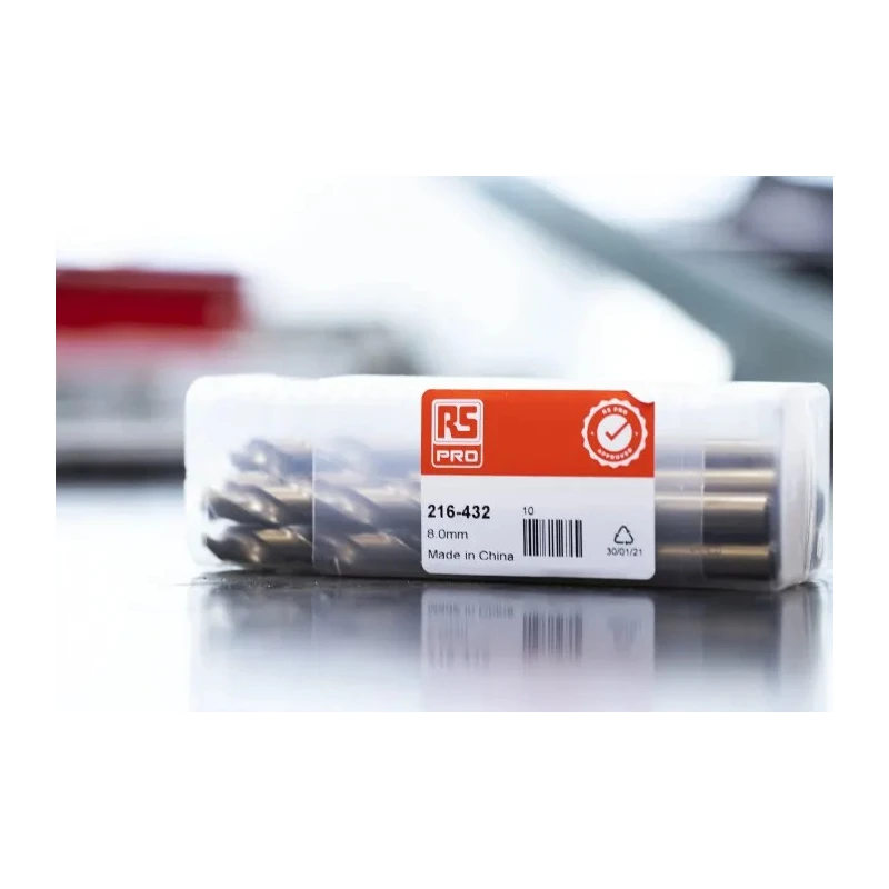 RS PRO Cobalt High Speed Steel 117mm Overall Length Drill Bit, 8mm Shank, 10 Pieces 216-432