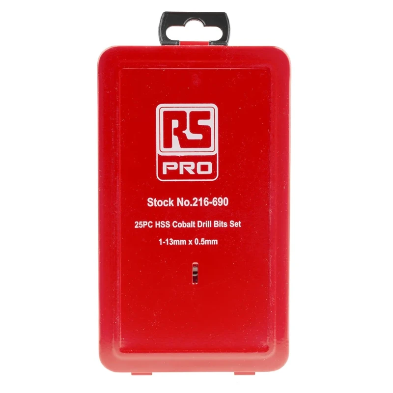 RS PRO 25-Piece Twist Drill Bit Set for Metal, Titanium Nitride Coated Bits, Sizes 1 mm to 13 mm 216-690