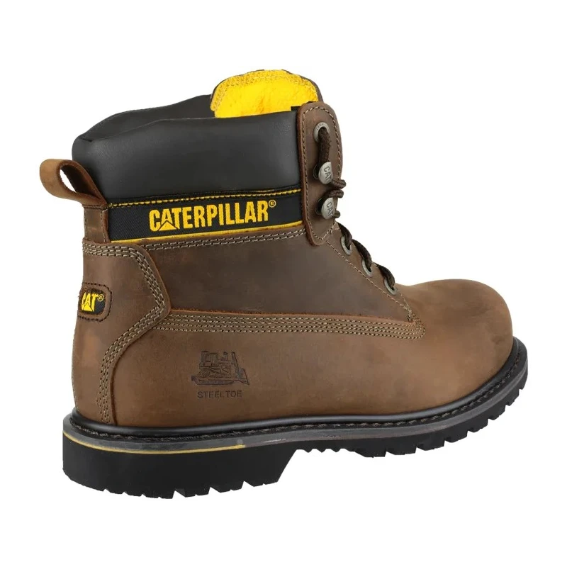 CAT Holton Brown Steel Toe Capped Men's Safety Boots Lace Up, Heat Resistant Sole, Size UK 11 EU 45 P708025