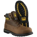CAT Holton Brown Steel Toe Capped Men's Safety Boots Lace Up, Heat Resistant Sole, Size UK 11 EU 45 P708025