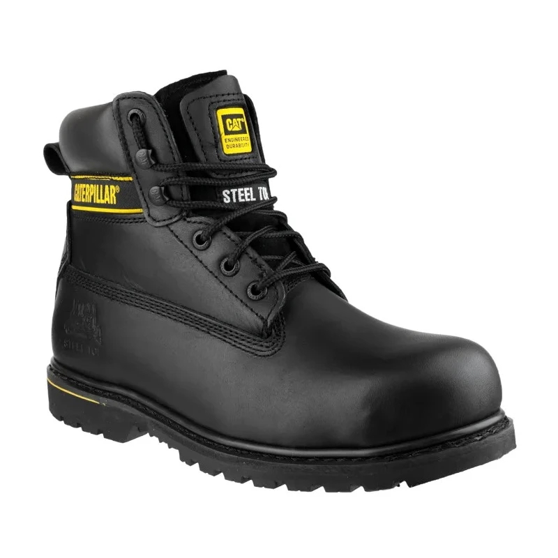 CAT Holton Black Steel Toe Capped Men's Safety Boots Size UK 11 EU 45 Heat Resistant SRC Slip Resistant P708026
