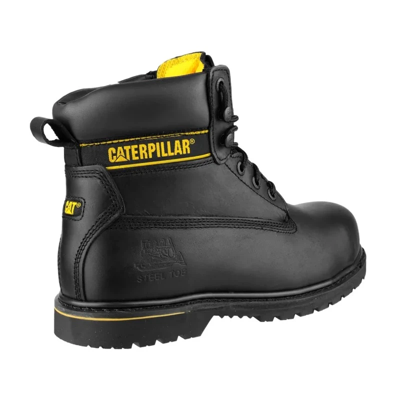 CAT Holton Black Steel Toe Capped Men's Safety Boots Size UK 11 EU 45 Heat Resistant SRC Slip Resistant P708026