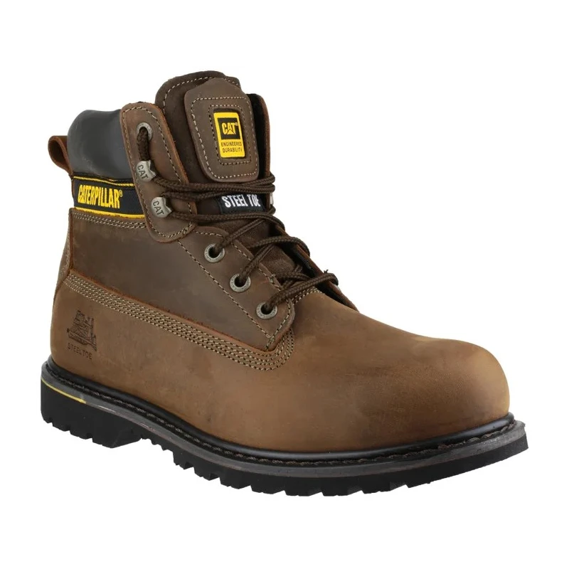 CAT Holton Brown Steel Toe Capped Men's Safety Boots Size EU 43, Brown Nubuck Upper, Heat Resistant Sole P708025