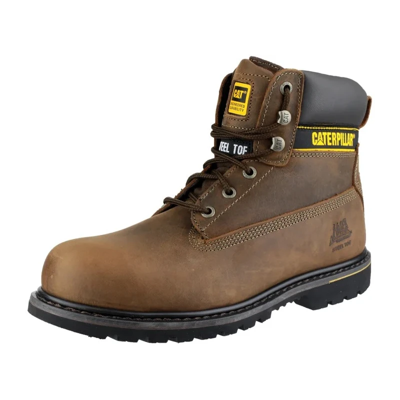 CAT Holton Brown Steel Toe Capped Men's Safety Boots Size EU 43, Brown Nubuck Upper, Heat Resistant Sole P708025