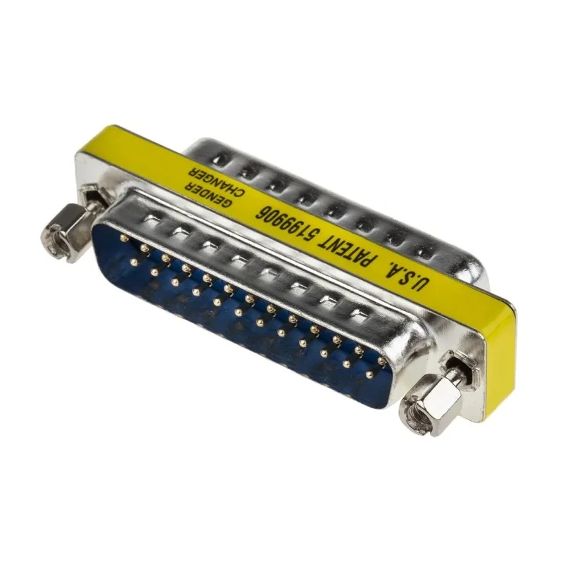 RS PRO 25-Way D-Sub Adapter Male to Male Gold Flash Contact Brass 53.25mm Length 218-194