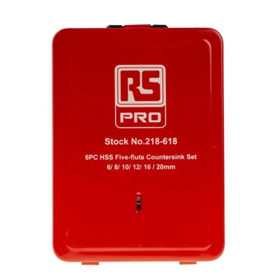 RS PRO HSS Countersink Drill Bit Set, 5 Flute(s), 90° Angle, 6 Piece(s) 218-618