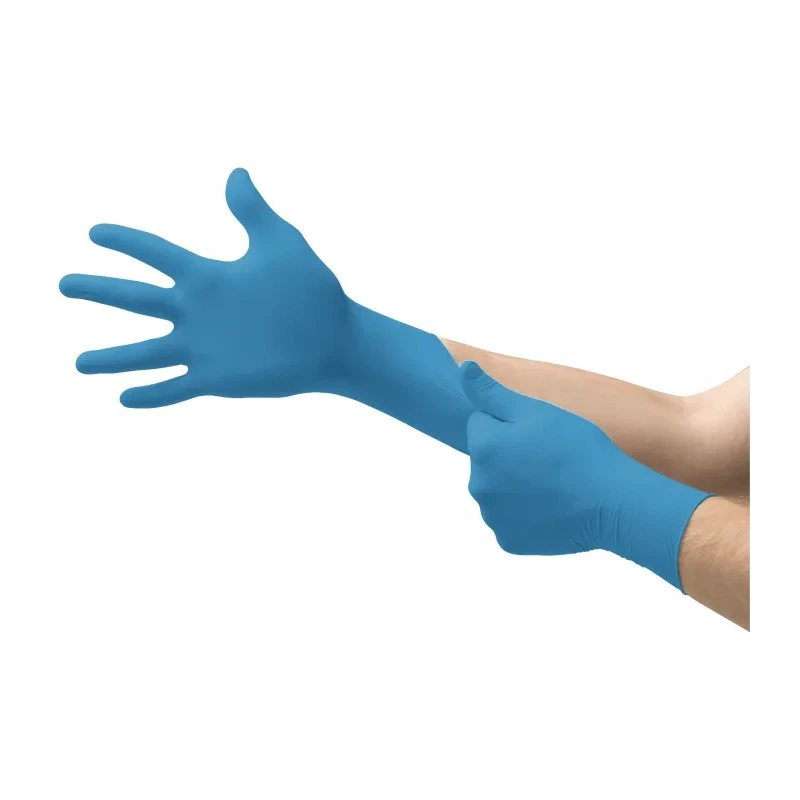 Ansell Blue Nitrile Disposable Gloves Chemical Resistant 0.1 mm Thickness Size M Food Safe 92670080