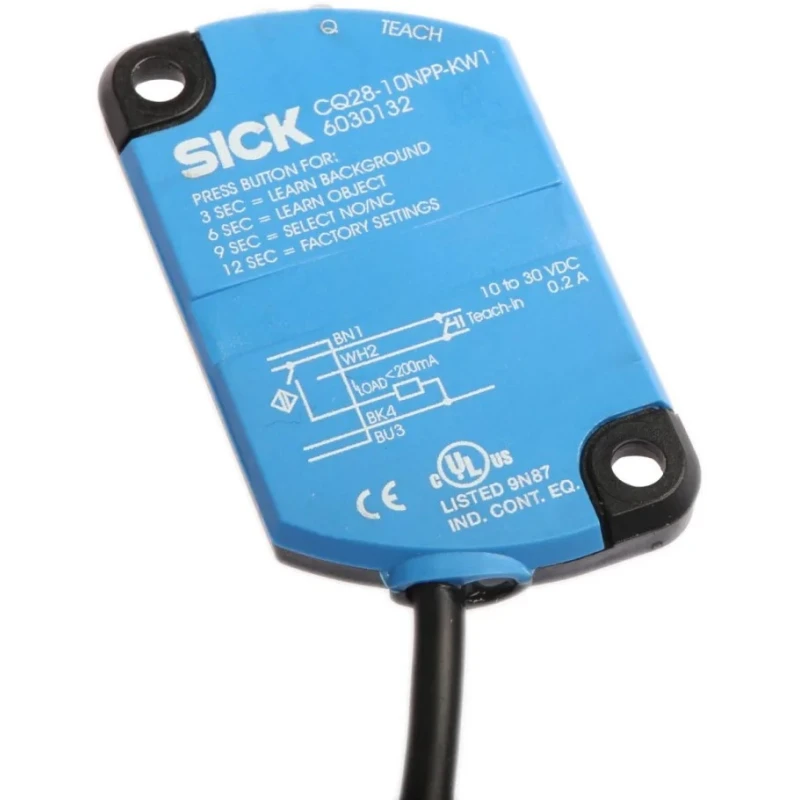 SICK Block Capacitive Proximity Sensor CQ 10 mm PNP 200mA 30 V dc Non-Flush Pre-Cabled CQ28-10NPP-KW1