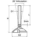 Nu-Tech Engineering Stainless Steel Adjustable Foot M24 Thread Size 150 mm Length 100 mm Base Diameter 2000 kg A095/007