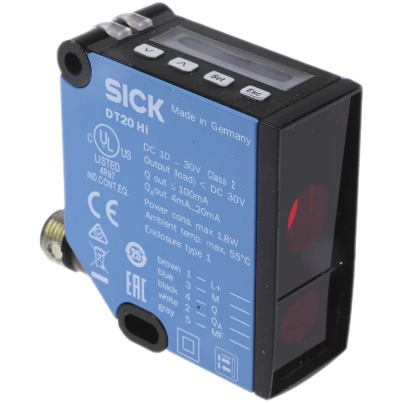 SICK Background Suppression Distance Sensor, Block Sensor, 100 mm to 600 mm, Analogue Output, IP65, Metal DT20-P214B