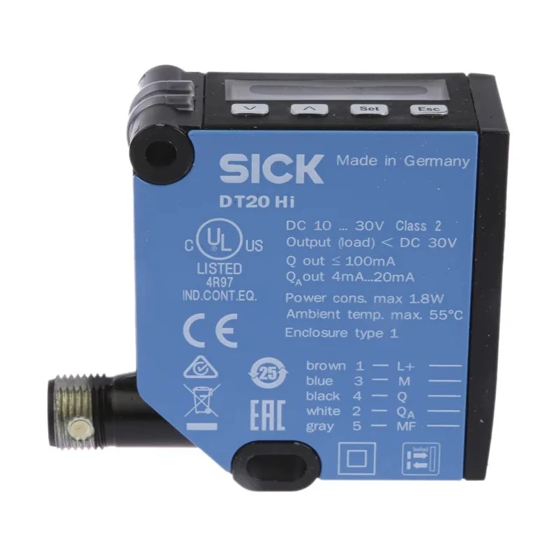 SICK Background Suppression Distance Sensor, Block Sensor, 100 mm to 600 mm, Analogue Output, IP65, Metal DT20-P214B
