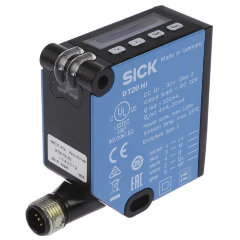 SICK Background Suppression Distance Sensor, Block Sensor, 100 mm to 600 mm, Analogue Output, IP65, Metal DT20-P214B
