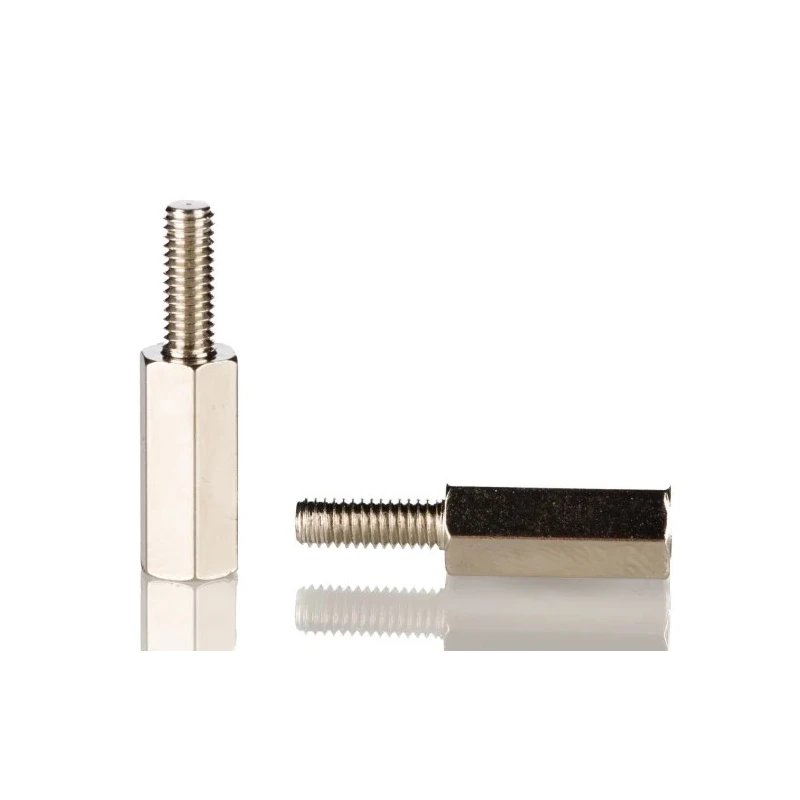 RS PRO Hexagonal Brass M3 Standoff with 18 mm Body Length and 8 mm Stud Length, Nickel Plated 221-156