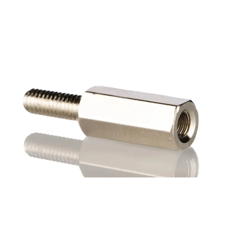 RS PRO Hexagonal Brass M3 Standoff with 18 mm Body Length and 8 mm Stud Length, Nickel Plated 221-156