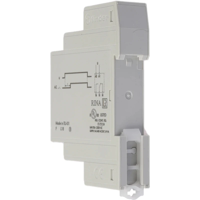 Finder 80 Series DIN Rail Timer Relay SPDT 1-Contact 24 to 240 V AC/DC 0.1 to 20 s/min/h ON Delay 16A 80.11.0.240.0000