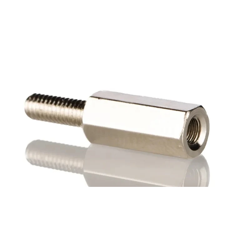 RS PRO M3 Brass Hexagonal Standoff, 12 mm Body Length, 8 mm Stud Length, Nickel Finish 221-140