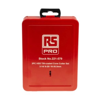 RS PRO 3-Piece HSS Titanium Nitride Coated Cone Cutter Set for Metal, 3 mm Min to 30.5 mm Max 221-579