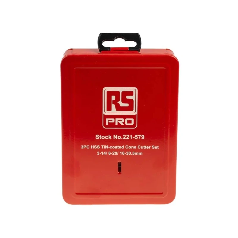 RS PRO 3-Piece HSS Titanium Nitride Coated Cone Cutter Set for Metal, 3 mm Min to 30.5 mm Max 221-579