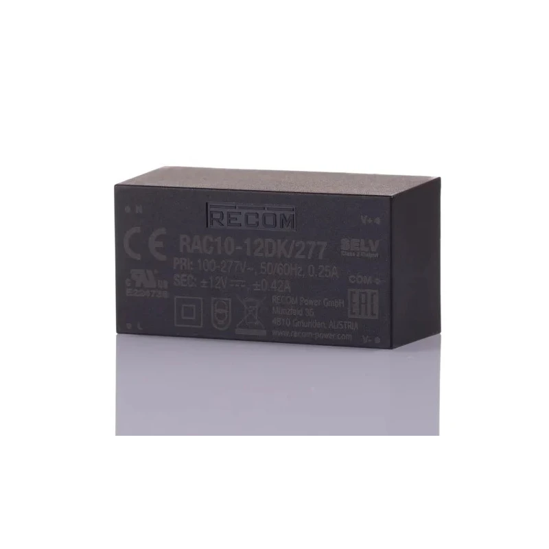 Recom Switching Power Supply 2 Output 12V DC 10W 85-305V AC Input RAC10-12DK/277